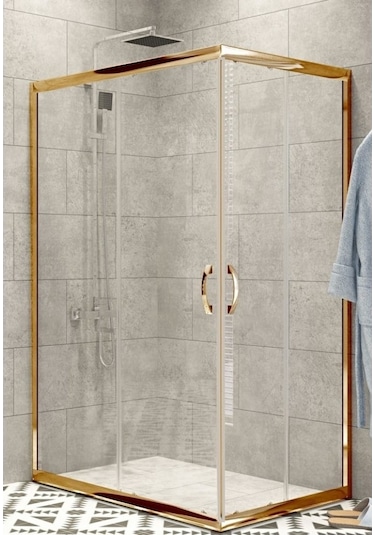 Durul Duşakabin Kare Altın Profil Şeffaf 5 MM H:190 Şeffaf