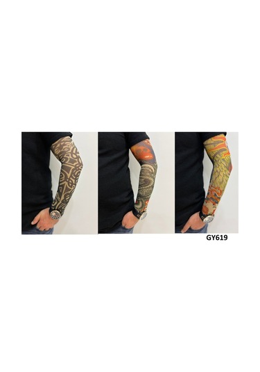Giyilebilir Dövme 3 Çift 6 Adet Kol Çorap Dövmesi Sleeve Tattoo Set1
