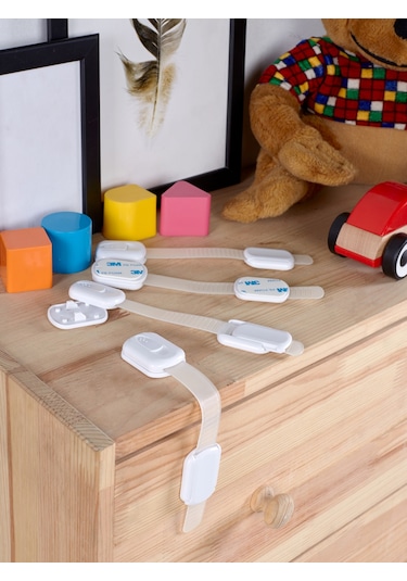 Kidkid Çekmece Dolap Kilidi Plastik Çocuk Kilidi 5 Adet Beyaz