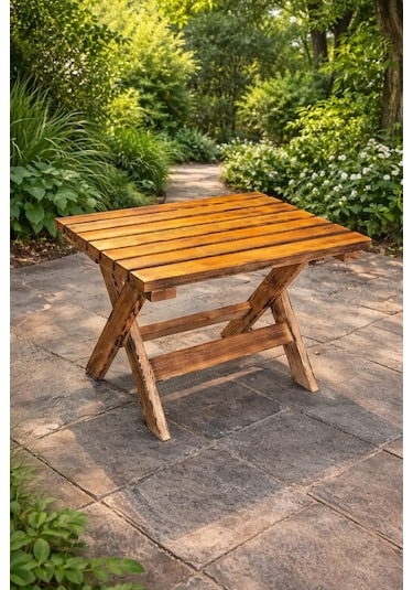Ceritoğlu Ahşap-%100 Çam-masa Eskitme Model-73,5x66.5x63 Cm Açık Ceviz