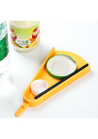 Konserve Şişe Açacağı Hafif Emek Tasarrufu Sağlayan Plastik Çok Amaçlı Kavanoz Kaymaz Şişe Açacağı Mutfak İçin Sarı