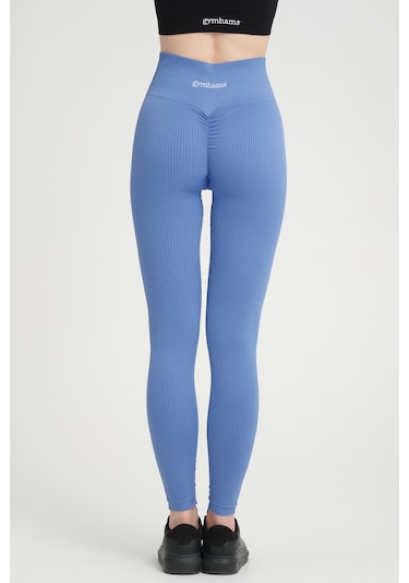 Mavi Kalçası Büzgülü Premium Fitilli Ekstra Push Up Yüksek Bel E Mavi