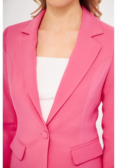 Lovelf Tek Düğme Klasik Ceket Pembe Pembe