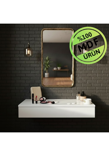 Mdf Makyaj Masası Ve Dresuar 100x30 Cm Çekmeceli Modern Tasarım Beyaz