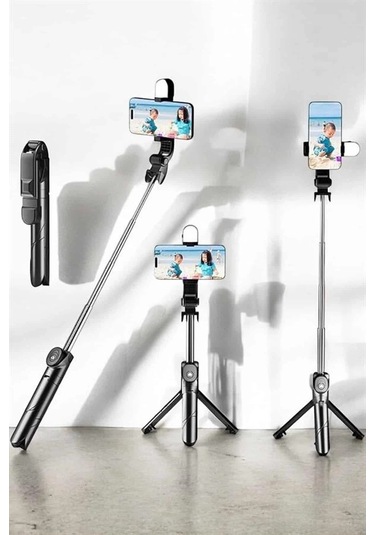 Bfs Tripod Kablosuz Bluetooth Bağlantılı Selfie Çubuğu 360 Derece Dönebilen