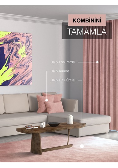 Br Perle Home Daily Series Buğulu Gül Rengi Kırlent Yastık Kılıfı Buğulu Gül