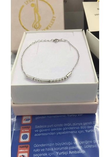 İpek Silver 925 Ayar Gümüş Zincirli Mors Alfabesi Bileklik