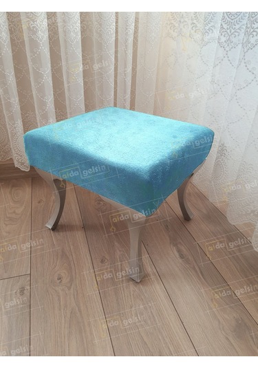 Ayak Ucu Kapı Önü Antre Düz Bench Puf Gümüş Ayak Pembe