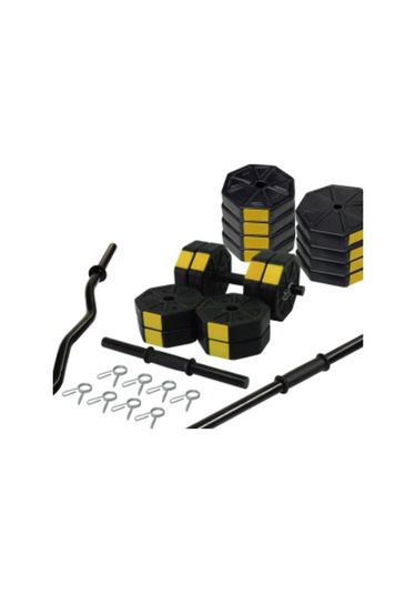 Tanspor 90 KG Halter Full Kısa + Uzun Düz + Z Bar Set-SARI