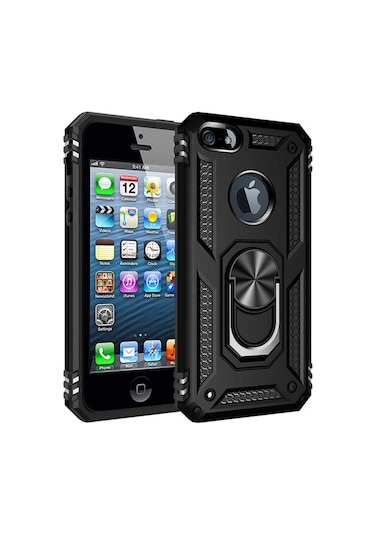 Apple Uyumlu iPhone 5 Kılıf Zore Vega Kapak Siyah