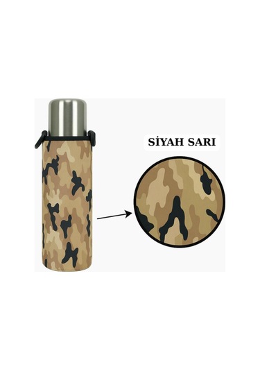 Klasik Kulpsuz 1.0 Lt. İle Uyumlu Omuz Askılı Termos Kılıfı SİYAH-SARI