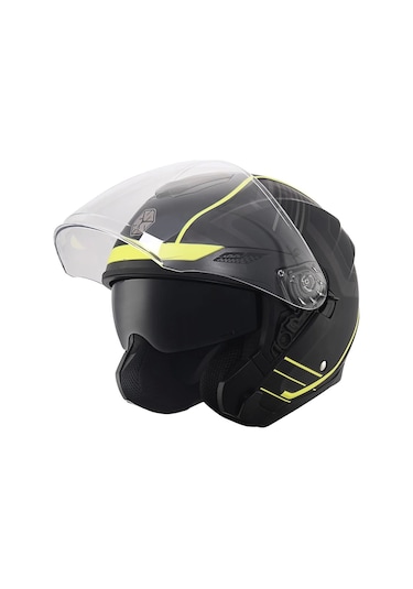 Scoyco Of-669 Cavalry Güneş Vizörlü Açık Yarım Kask Mat Siyah - Neon