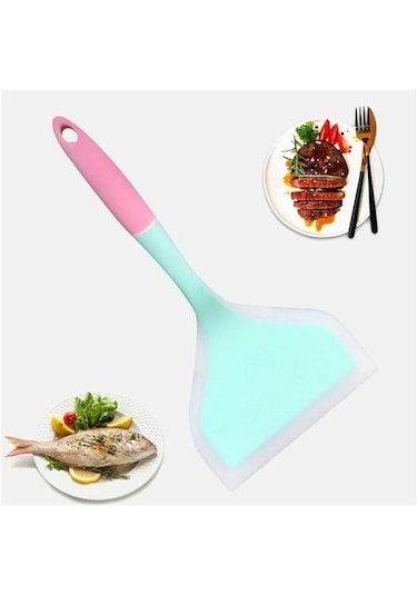 Mavi 1 Adet Turner Kürek Sıcaklığa Dayanıklı Yapışmaz Tava Silikon Spatula Pişirme Gereçler Mutfak Için