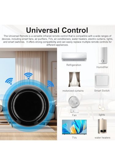 Suofeng Ses Kontrollü Akıllı Ev Kumandası: Tv, Klima Ve Nem Sensörlü Wifi Ir Uzaktan Kumanda, Siyah