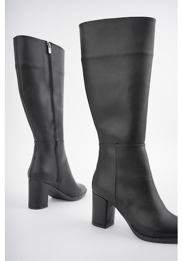 Muggo Almira Garantili Kadın Topuklu Çizme siyah