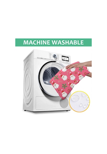 Noel Desenli Dikdörtgen Masa Örtüsü 60x120 İnç, Su Geçirmez Ve Leke Tutmaz-a174 Açık Pembe