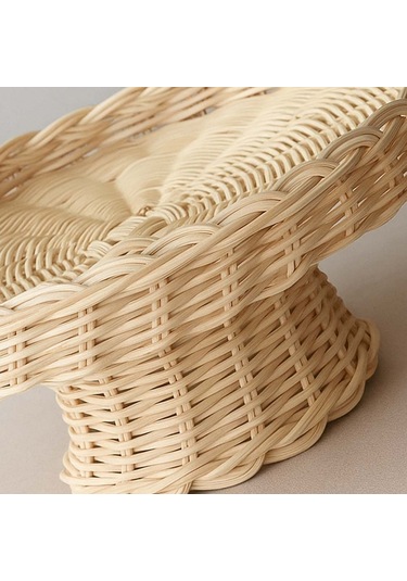 Rattan Örgü Bambu Ayaklı Sunumluk Ahşap