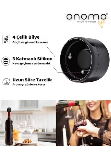 Life Vakumlu Sızdırmaz Şarap Şişesi Tıpası Siyah