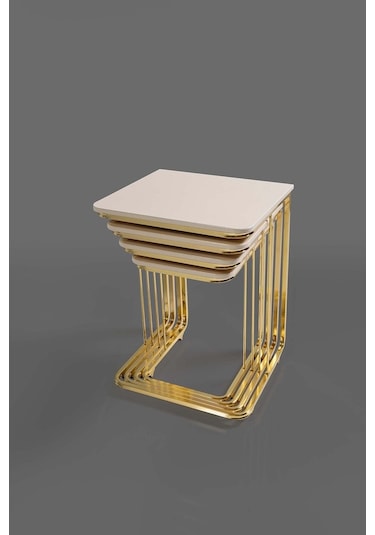 Tekerlekli Veys Sehpa Gold 4 Lü Zigon Sehpa - Orta Sehpa - Yan Se (550703428)