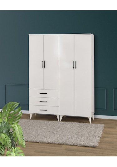Azra'dan 4 Kapaklı Gardrop Beyaz