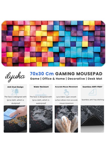 İlyuka Mousepad 70x30cm Büyük Boy Xl Mp397030 Colorful Wooden Box