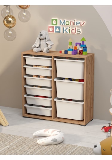 Beyza 9 Sepetli Çok Amaçlı Dolap Oyuncak Dolabı Çam Diğer