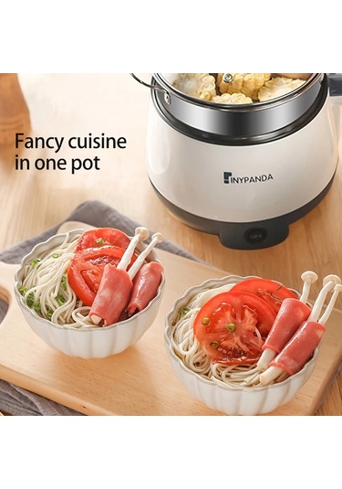 Honeybeeshop Inypanda Mini Elektrikli Pisirici Beyaz 2 İn 1 Cift Ates Gucu Yapismaz Kapasite Kucuk Mutfak Ve Kamp Icin Kompakt Tasarim Beyaz