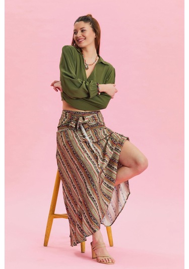 Salaş Asimetrik Etek Haki