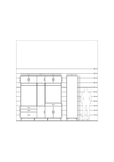 Kronos Dolap 8 Raflı 4 Çekmeceli 3 Askılı 220x59x243 Aytaşı-antrasit/aytaşı Antrasıt/aytası