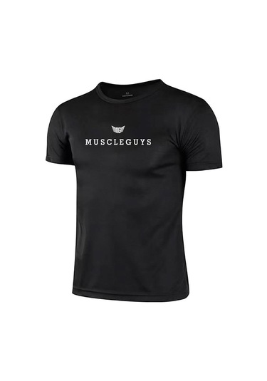 Siyah Açık Çabuk Kuruyan Koşu Tişörtü Erkek Yaz Üst Ter Emici Ve Nefes Alabilir Spor Kısa Kollu