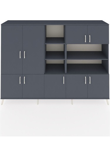 Hyperion Dolap 14 Raflı 9 Kapaklı 220x44x163 Antrasit-antrasit Antrasit-antrasit
