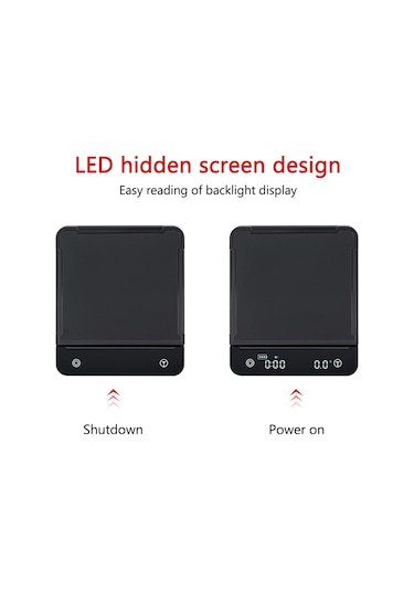 Kahve Ölçeği Elektronik Ölçek Zaman Şarj El Dökme Led Ekran Siyah