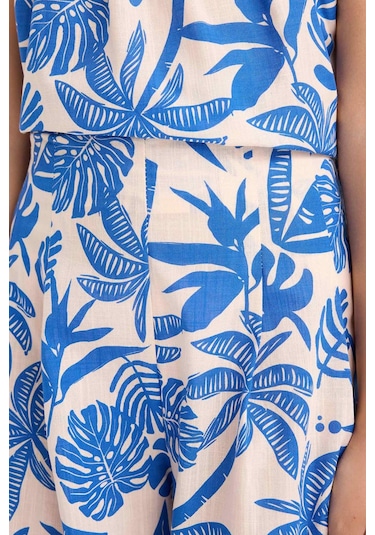 DeFacto Kız Çocuk 2'li Takım Keten Görünümlü Desenli Kolsuz Bluz Pantolon E6610A825HSER134