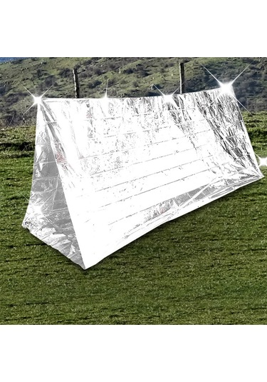 Moveevo Gümüş Yansıtıcı Acil Çadır - Isı Saklama, Rüzgar Ve Yağmurlardan Koruma - Taşınabilir Dış Mekan İhtiyaçları Diğer