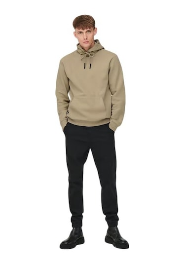 Only Erkek Kapüşonlu Sweatshirt Krem
