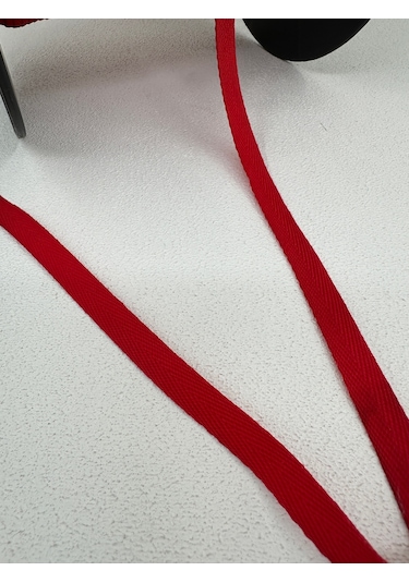 1 Cm Balıksırtı Şerit - 10 Metre - Kırmızı - Polyester