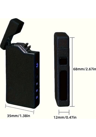 Trendooze Gaojunshop01 Siyah Usb Şarjlı Çift Arkalı Rüzgaresiz Çakmak Taçlı Kaplan Desenli Acil Şarj Cep İçin Siyah