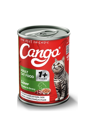 Cango Yetişkin Yaş Kedi Maması Ciğerli 415gr 24lü