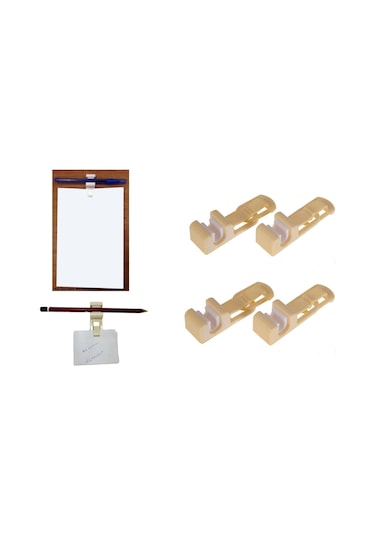 Bilgisayar Askı Kalem Ve Kağıt Tutturma Aparatı 8 Li Set 5x2x2cm Krem