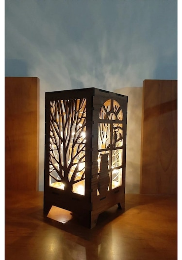 Anneler Günü Lazer Kesim Masa Lambası Mini Özel Tasarım Ahşap Aba