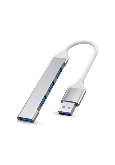 Usb Hub Çoklu Bağlantı Noktası Adaptörü, 4'ü 1 Arada Usb Bağlantı Noktası Ayırıcı, 5 Gbps Veri Aktarımı, Alüminyum Gümüş