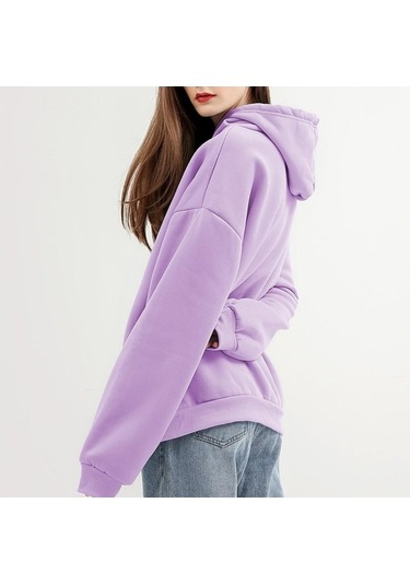 Novahub Yeni Kapşonlu Kazak Kadın Bahar Uzun Kollu Sarı Gevşek Üst Mektup Baskı Sarı