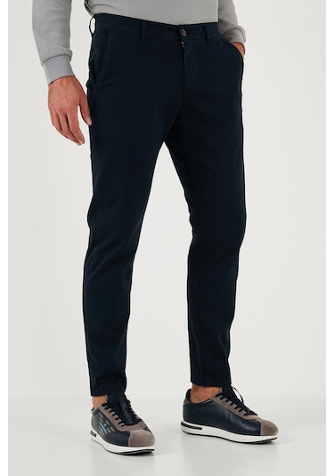 Buratti Streç Pamuklu Slim Fit Normal Bel Boru Paça Erkek Pantolon 674003 Lacivert