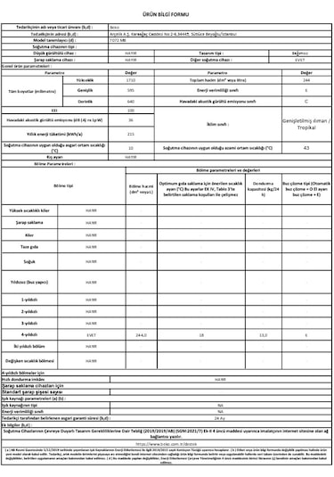 Beko 7072 Mb Çekmeceli Derin Dondurucu