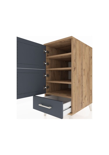 Kronos Komodin 4 Raflı Tek Çekmeceli Tek Kapaklı 44x59x96 Çam... Çam