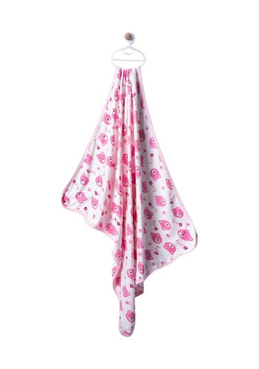 Pamuklu Kaliteli Çift Katlı Raporlu Bebek Battaniye Hediyelik 12 Pembe