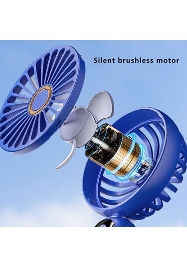 F188 Taşınabilir Usb Şarj Edilebilir Soğutma Fanı 100 Rüzgar Hızı El Tipi Yaz Fanı - Mavi Mavi
