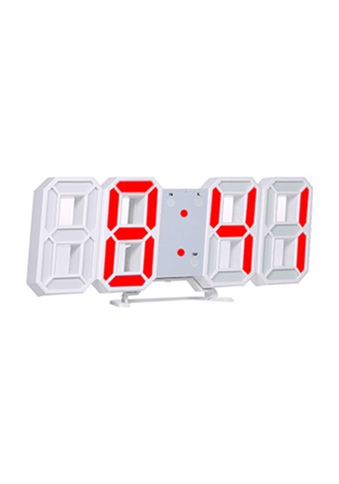 Tenfowee Usb Beslemeli 3d Led Dijital Saat, Çok Renkli Aydınlatmalı Duvar Ve Masa Saati, Beyaz Kasa, Kırmızı Ekran ÇOk Renkli
