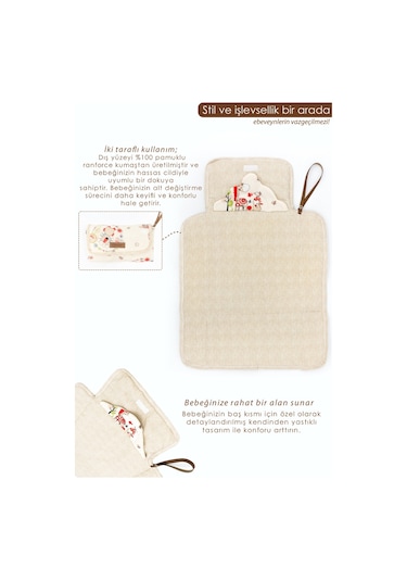 Mordesign Bebek Çanta Alt Açma Minderi, Alt Değiştirme Pedi, Taşınabilir Bakım Çantası, Animal Seri,