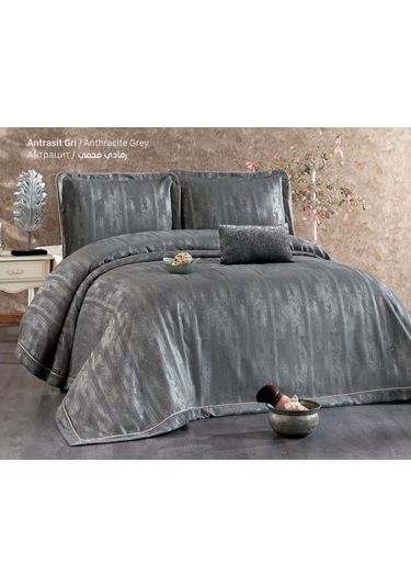 Güzide Çift Kişilik Yatak Örtüsü Riva Antrasit Antrasit
